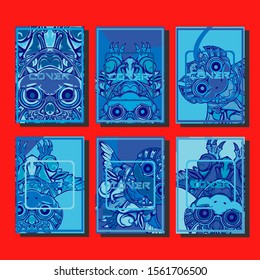 Cover page templates dynamic vector set. Abstract colorful halftone gradient backgrounds for journal design. Eps10 vector. Geometric patterns cool magazine covers graphic design.