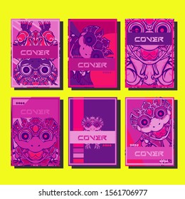 Cover page templates dynamic vector set. Abstract colorful halftone gradient backgrounds for journal design. Eps10 vector. Geometric patterns cool magazine covers graphic design.