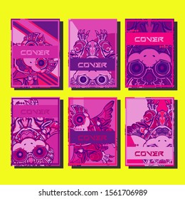 Cover page templates dynamic vector set. Abstract colorful halftone gradient backgrounds for journal design. Eps10 vector. Geometric patterns cool magazine covers graphic design.