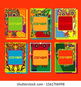 Cover page templates dynamic vector set. Abstract colorful halftone gradient backgrounds for journal design. Eps10 vector. Geometric patterns cool magazine covers graphic design.
