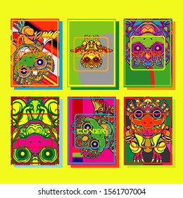Cover page templates dynamic vector set. Abstract colorful halftone gradient backgrounds for journal design. Eps10 vector. Geometric patterns cool magazine covers graphic design.