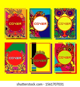 Cover page templates dynamic vector set. Abstract colorful halftone gradient backgrounds for journal design. Eps10 vector. Geometric patterns cool magazine covers graphic design.