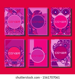 Cover page templates dynamic vector set. Abstract colorful halftone gradient backgrounds for journal design. Eps10 vector. Geometric patterns cool magazine covers graphic design.