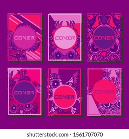 Cover page templates dynamic vector set. Abstract colorful halftone gradient backgrounds for journal design. Eps10 vector. Geometric patterns cool magazine covers graphic design.