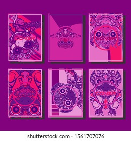 Cover page templates dynamic vector set. Abstract colorful halftone gradient backgrounds for journal design. Eps10 vector. Geometric patterns cool magazine covers graphic design.