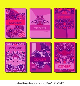 Cover page templates dynamic vector set. Abstract colorful halftone gradient backgrounds for journal design. Eps10 vector. Geometric patterns cool magazine covers graphic design.