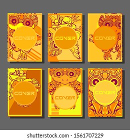 Cover page templates dynamic vector set. Abstract colorful halftone gradient backgrounds for journal design. Eps10 vector. Geometric patterns cool magazine covers graphic design.