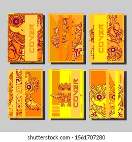 Cover page templates dynamic vector set. Abstract colorful halftone gradient backgrounds for journal design. Eps10 vector. Geometric patterns cool magazine covers graphic design.