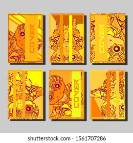 Cover page templates dynamic vector set. Abstract colorful halftone gradient backgrounds for journal design. Eps10 vector. Geometric patterns cool magazine covers graphic design.