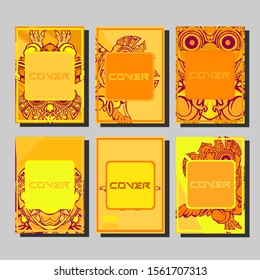Cover page templates dynamic vector set. Abstract colorful halftone gradient backgrounds for journal design. Eps10 vector. Geometric patterns cool magazine covers graphic design.