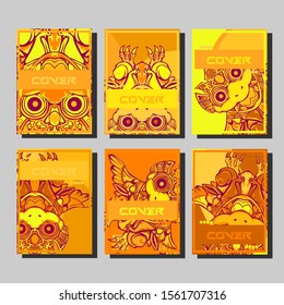 Cover page templates dynamic vector set. Abstract colorful halftone gradient backgrounds for journal design. Eps10 vector. Geometric patterns cool magazine covers graphic design.