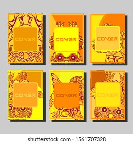 Cover page templates dynamic vector set. Abstract colorful halftone gradient backgrounds for journal design. Eps10 vector. Geometric patterns cool magazine covers graphic design.