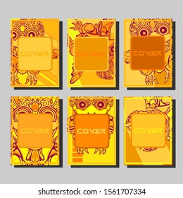 Cover page templates dynamic vector set. Abstract colorful halftone gradient backgrounds for journal design. Eps10 vector. Geometric patterns cool magazine covers graphic design.