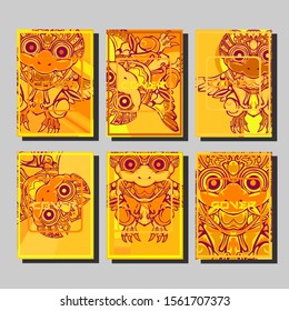 Cover page templates dynamic vector set. Abstract colorful halftone gradient backgrounds for journal design. Eps10 vector. Geometric patterns cool magazine covers graphic design.