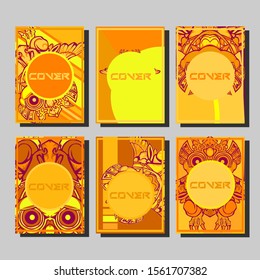 Cover page templates dynamic vector set. Abstract colorful halftone gradient backgrounds for journal design. Eps10 vector. Geometric patterns cool magazine covers graphic design.