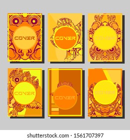 Cover page templates dynamic vector set. Abstract colorful halftone gradient backgrounds for journal design. Eps10 vector. Geometric patterns cool magazine covers graphic design.