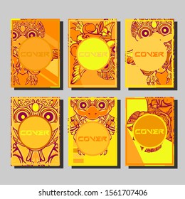 Cover page templates dynamic vector set. Abstract colorful halftone gradient backgrounds for journal design. Eps10 vector. Geometric patterns cool magazine covers graphic design.