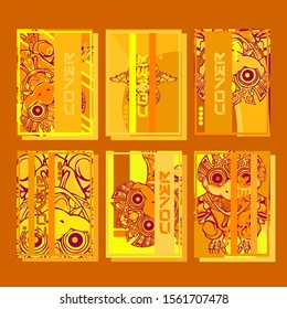 Cover page templates dynamic vector set. Abstract colorful halftone gradient backgrounds for journal design. Eps10 vector. Geometric patterns cool magazine covers graphic design.
