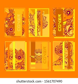 Cover page templates dynamic vector set. Abstract colorful halftone gradient backgrounds for journal design. Eps10 vector. Geometric patterns cool magazine covers graphic design.