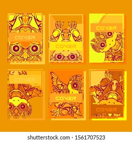 Cover page templates dynamic vector set. Abstract colorful halftone gradient backgrounds for journal design. Eps10 vector. Geometric patterns cool magazine covers graphic design.