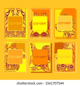 Cover page templates dynamic vector set. Abstract colorful halftone gradient backgrounds for journal design. Eps10 vector. Geometric patterns cool magazine covers graphic design.