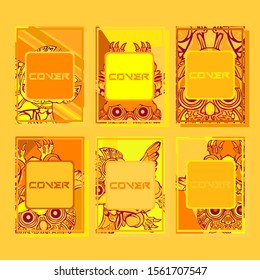 Cover page templates dynamic vector set. Abstract colorful halftone gradient backgrounds for journal design. Eps10 vector. Geometric patterns cool magazine covers graphic design.