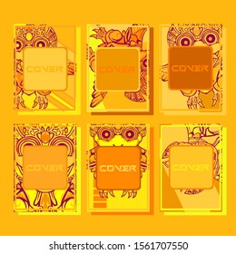 Cover page templates dynamic vector set. Abstract colorful halftone gradient backgrounds for journal design. Eps10 vector. Geometric patterns cool magazine covers graphic design.