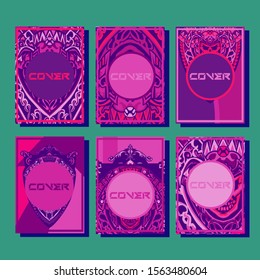 Cover page templates dynamic vector set. Abstract colorful halftone gradient backgrounds for journal design. Eps10 vector. Geometric patterns cool magazine covers graphic design.