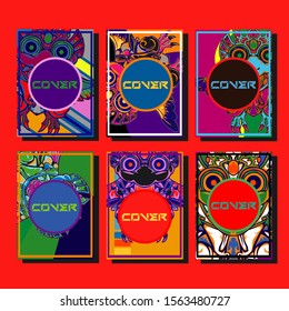 Cover page templates dynamic vector set. Abstract colorful halftone gradient backgrounds for journal design. Eps10 vector. Geometric patterns cool magazine covers graphic design.