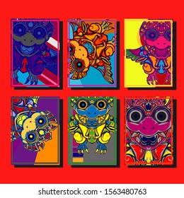 Cover page templates dynamic vector set. Abstract colorful halftone gradient backgrounds for journal design. Eps10 vector. Geometric patterns cool magazine covers graphic design.