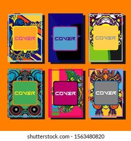 Cover page templates dynamic vector set. Abstract colorful halftone gradient backgrounds for journal design. Eps10 vector. Geometric patterns cool magazine covers graphic design.