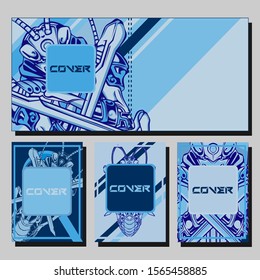 Cover page templates dynamic vector set. Abstract colorful halftone gradient backgrounds for journal design. Eps10 vector. Geometric patterns cool magazine covers graphic design.