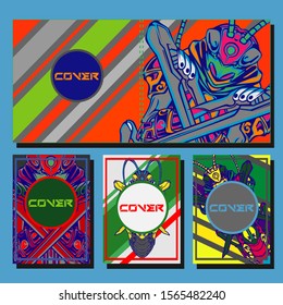 Cover page templates dynamic vector set. Abstract colorful halftone gradient backgrounds for journal design. Eps10 vector. Geometric patterns cool magazine covers graphic design.