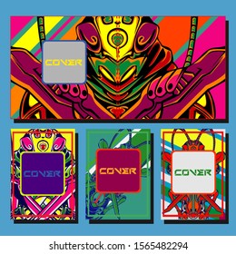 Cover page templates dynamic vector set. Abstract colorful halftone gradient backgrounds for journal design. Eps10 vector. Geometric patterns cool magazine covers graphic design.