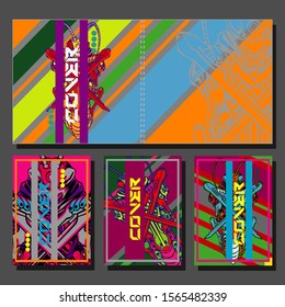 Cover page templates dynamic vector set. Abstract colorful halftone gradient backgrounds for journal design. Eps10 vector. Geometric patterns cool magazine covers graphic design.