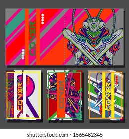 Cover page templates dynamic vector set. Abstract colorful halftone gradient backgrounds for journal design. Eps10 vector. Geometric patterns cool magazine covers graphic design.