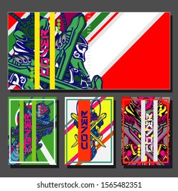 Cover page templates dynamic vector set. Abstract colorful halftone gradient backgrounds for journal design. Eps10 vector. Geometric patterns cool magazine covers graphic design.