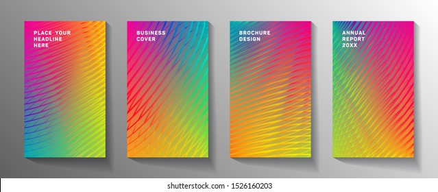 Decken Sie die Seitenvorlagen hipster Vektorillustration Set. Abstrakte, bunter Hintergründe aus dem Halbtonverlauf für Buchdesign. EPS10 Vektorillustration. Geometrische Muster geometrische Ordner deckt Grafikdesign ab.