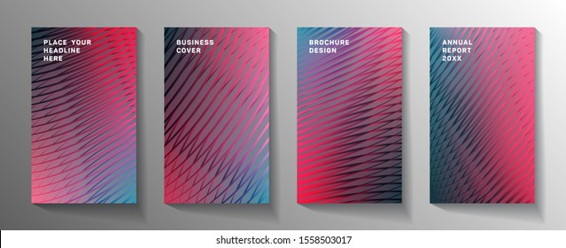 Cover page templates modern vector set. Abstract colorful halftone gradient backgrounds for brochure design. Eps10 vector. Geometric patterns digital book covers graphic design.