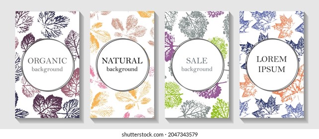 Cover page templates.  Nature leaves design element for invitation, prints, fabric and wallpaper. Applicable for notebooks, planners, brochures, books, catalogs etc.