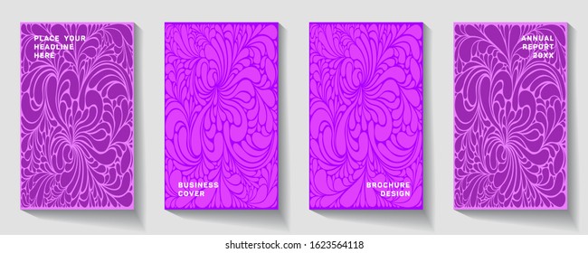 Cover page templates psychedelic vector set. Abstract colorful halftone gradient backgrounds for banner design. Eps10 vector. Geometric patterns cool journal covers graphic design.