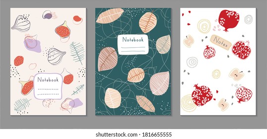 Plantillas de portada. Establecer diseños abstractos universales. Aplicable a los cuadernos, planificadores, folletos, libros, catálogos, etc. Se utilizan patrones sin inconvenientes, fáciles de redimensionar. Vector.