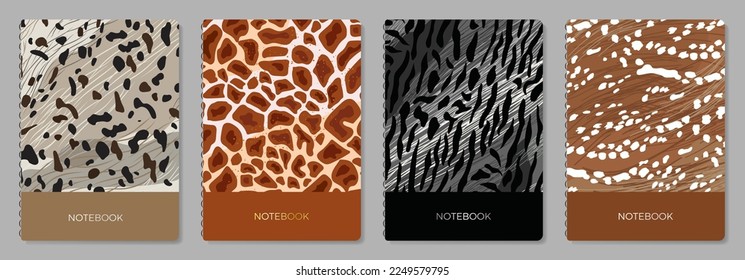 Cover page templates. Vector Animals skin prints. 