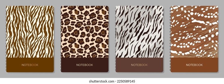 Cover page templates. Vector Animals skin prints. 