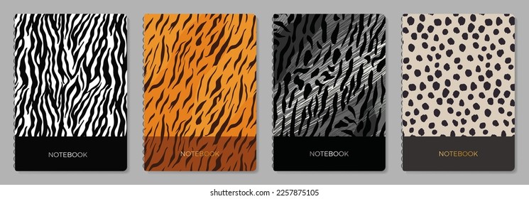 Cover page templates. Vector Animals skin prints. 