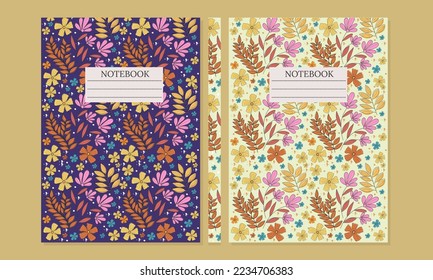 Cover page templates.abstract botanical pattern. Applicable for notebooks, planners, brochures, books, catalogs. Seamless patterns  Vector illustration. 