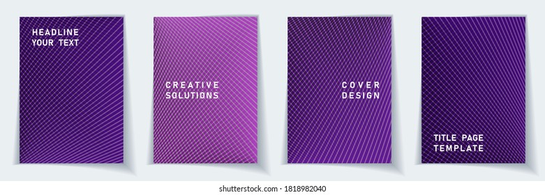 Decken Sie Seite trendige Layout Vektordesign Set. Halftone Linien geometrische Hintergrundmuster. Poster-Vorlagen. Der Geschäftsverlauf deckt die grafische Erfassung ab.