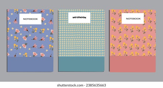 cover page vector set flat design abstract coral color with flower for gifts,  notebook, brosur, books and catalogs