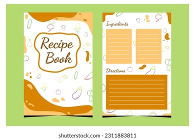 Cover page vector templates for recipe books with vegetables element.