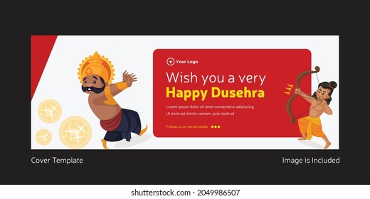 Cover page of wish you a very Happy Dussehra cartoon style template.